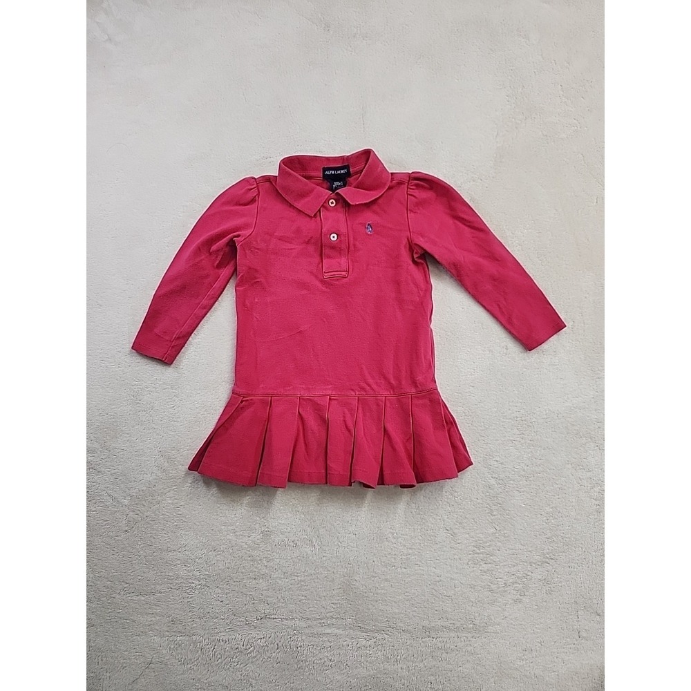 Polo Ralph Lauren Long-sleeve Peplum Polo Dress โ Pink cotton mesh 24M